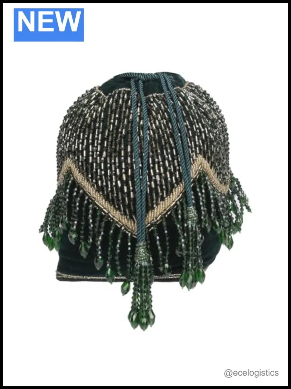 Beaded Potli Bag Drawstring Clutch Crystal Embellished Evening Bag Velvet Silk